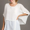 Umgee Full Size Cuffed Half Sleeve Layered Top Plus Size - White