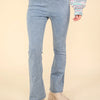 VERY J Washed Denim Stretchy Crossover Waist Leggings - Lt Indigo