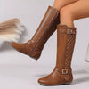 Round Toe Block Heels Boots - Style B