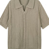 Men's Cable Knit Short Sleeve Knit Polo - Khaki