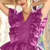 BiBi Woven Ruffled Top - BERRY