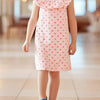 Children's Heart Print Ruffle Trim Dress - Pale Blush