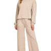 Zenana French Rib Pullover and Pants Set - BEIGE