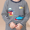 Children's Striped Helicopter Long Sleeve T-Shirt - Black