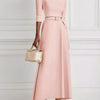 Elegant Off-Shoulder Belted Maxi Dress - Pink