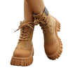 Lace Up Platform Boots - Tan