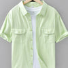 Men's Plus Size Button Up Short Sleeve Shirt - Light Green