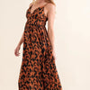 And The Why Leopard Print Plunge Maxi Dress - Brown