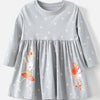 Children's Animal Long Sleeve Dress - Light Gray
