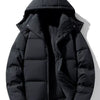 Men's Plus Size Hooded Padded Winter Puffer Jacket - Black