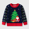 Children's Christmas Tree Round Neck Sweater - Dark Blue