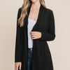 BOMBOM Open Front Long Sleeve Cardigan - Black