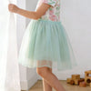 Children's Floral Print Tulle Dress - Sage