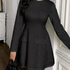 Cutout Back Long Sleeve Mini Dress - Black