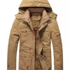 Men's Full Size Warm Hooded Parka Coat Plus Size - Khaki