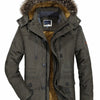 Men's Plus Size Warm Fur Hooded Winter Coat - Army Green