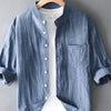 Men's Plus Size Button Up Long Sleeve Shirt - Blue