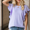 Heimish Full Size Ruffled Sleeve Ribbed Top - Lavender