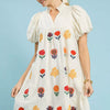 Umgee Floral Embroidered Puff Sleeve Mini Dress - CREAM