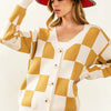 BiBi Checked V-neck Cardigan - IVORY/CAMEL