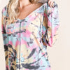 BiBi Tie Dye Print Terry Hoodie - BLUE/PINK/BANANA