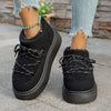 Cozy Plush Lined Lace-Up Platform Winter Boots - Black