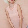 BiBi Popcorn Waffle Open Back Top with Tied Ribbon - ROSE