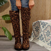 Leopard Block Heels Boots - Leopard