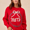 BiBi Christmas Wreath Merry Letter Knit Top - RED