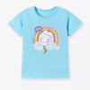 Children's Cartoon Cat Rainbow Graphic Tee - Pastel Blue