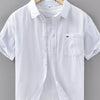 Men's Plus Size Plaid Button Up Short Sleeve Shirt - White