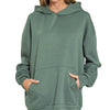 Zenana Oversized Scuba Hoodie with Kangaroo Pocket - DK FOREST