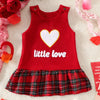 Children's Plaid Hem Corduroy Sleeveless Dress - Red