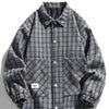 Men's Plus Size Casual Plaid Button-Up Jacket - Gray