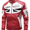 Men's Plus Size Stand Collar Leather Moto Jacket - Red