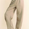 Davi & Dani Drawstring Wide Leg Sweatpants - Khaki