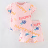 Children's Happy Print Top and Shorts Set - Blush Pink