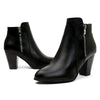 PU Leather Block Heel Boots - Black