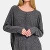 Zenana High-Low Side Slit Round Neck T-Shirt - Black