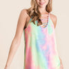 BiBi Tie Dye Terry Caged Neck Knit Camisole - PASTEL TIE DYE