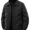 Men's Plus Size Snap Down Padded Jacket - Black