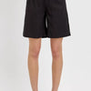 RISEN High Rise Pleated Front Shorts - Black