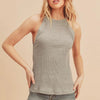 Aemi + Co Ribbed Round Neck Tank - Gray