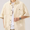Men's Full Size Button Up Half Sleeve Shirt Plus Size - Light Apricot