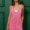BiBi Patch Vintage Washed Denim Shortall - FUCHSIA