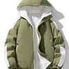 Men's Full Size Reversible Two-Tone Hooded Jacket Plus Size - Light Military Green