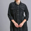 Umgee Raw Hem Button Down Denim Jacket with Chest Pockets - Black