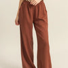 HYFVE Elastic Waist Wide Leg Pants - Brown
