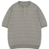 Men's Casual Knit Button Henley T-Shirt with Textured Pattern - Gray