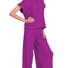 Zenana Rolled Sleeve Top and Pants Sweater Set - LT PLUM